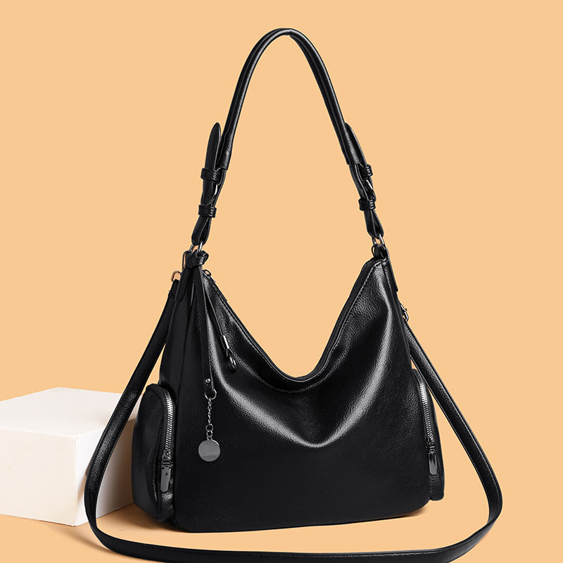 Versatile Soft Leather Tote Crossbody Shoulder Bag