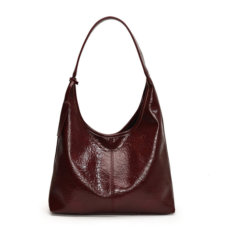 Soft Glossy Shoulder Bag Large Capacity