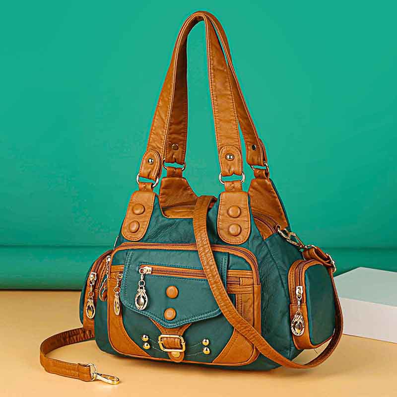 Soft Leather-like Multi-Pocket Shoulder Crossbody Bag