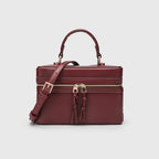 Canvas Leather Mini Box Crossbody Handbag
