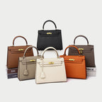Orange Leather Kelly Top Handle Bag