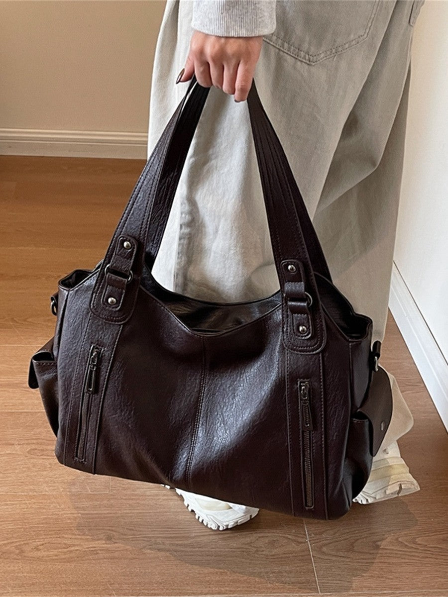 Women's Faux Leather Commuter Tote Shoulder Bag