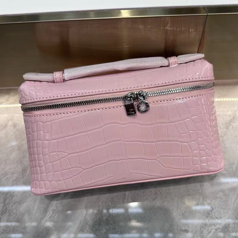 Lychee Grain Leather Top-Handle Crossbody Bag