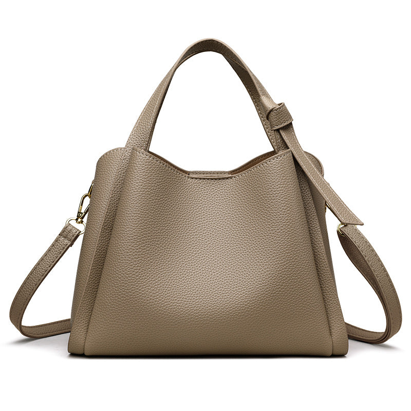 Elegant Soft Leatherette Bucket Crossbody Handbag