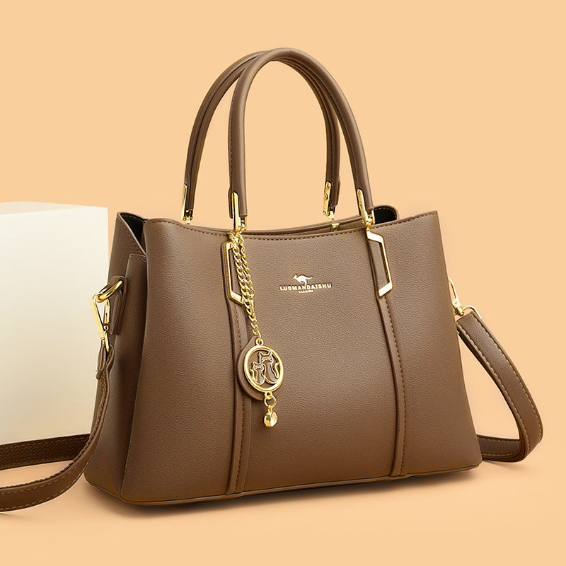Ladies Soft Leather Tote Crossbody Handbag