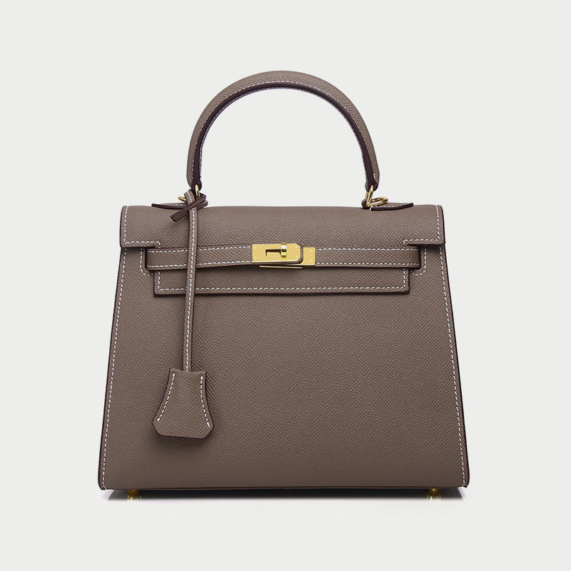 Orange Leather Kelly Top Handle Bag