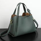 Elegant Soft Leatherette Bucket Crossbody Handbag