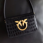 Genuine Leather Quilted Love Birds Crossbody Bag