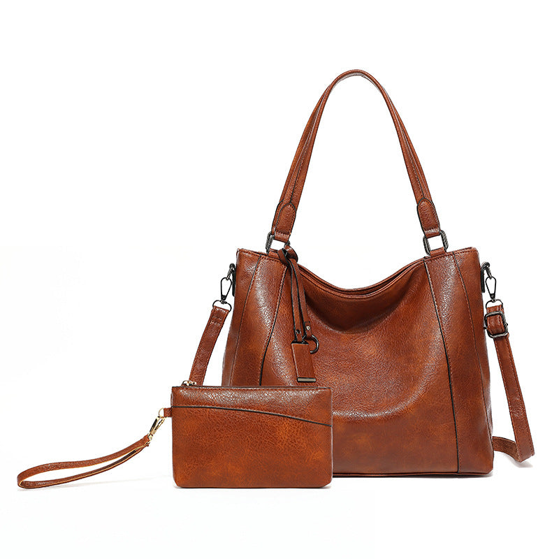 Elegant Soft Leather Shoulder Tote Crossbody Bag