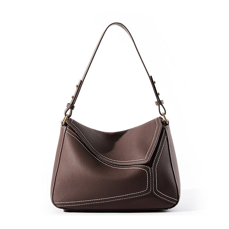 Ladies Cowhide Geometric Shoulder Crossbody Bag