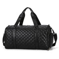 Quilted Leather Travel Duffel Bag Shoe Compartment