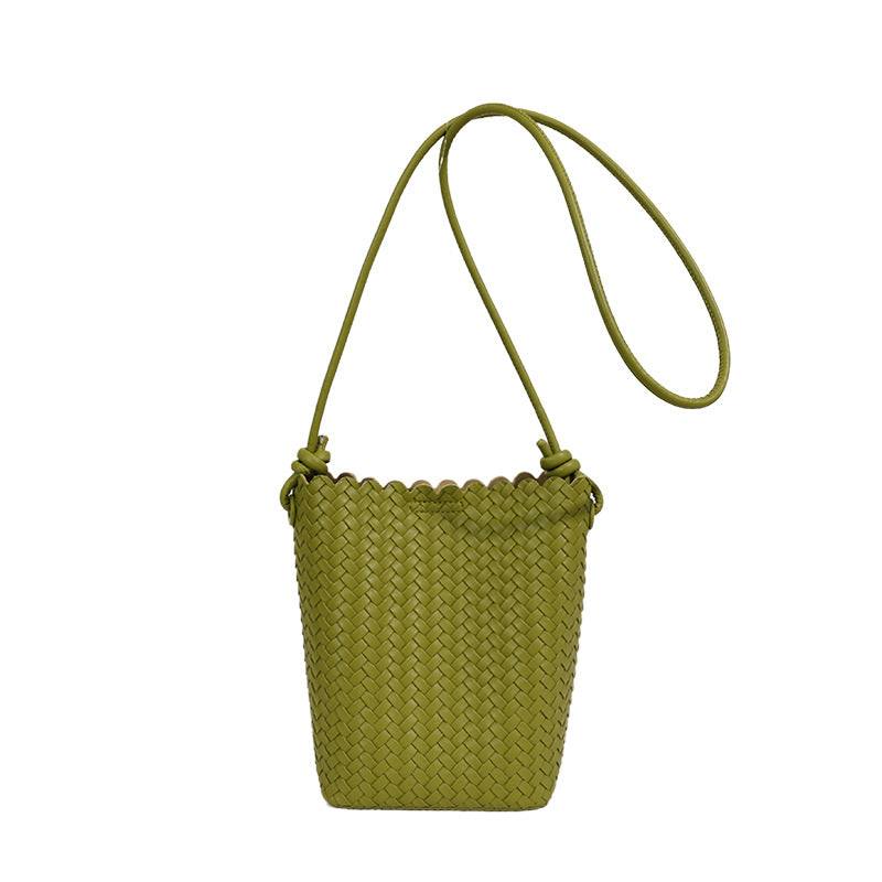 Lightweight Woven Bucket Crossbody Bag