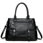 Soft Synthetic Leather Multi-Pocket Tote Bag
