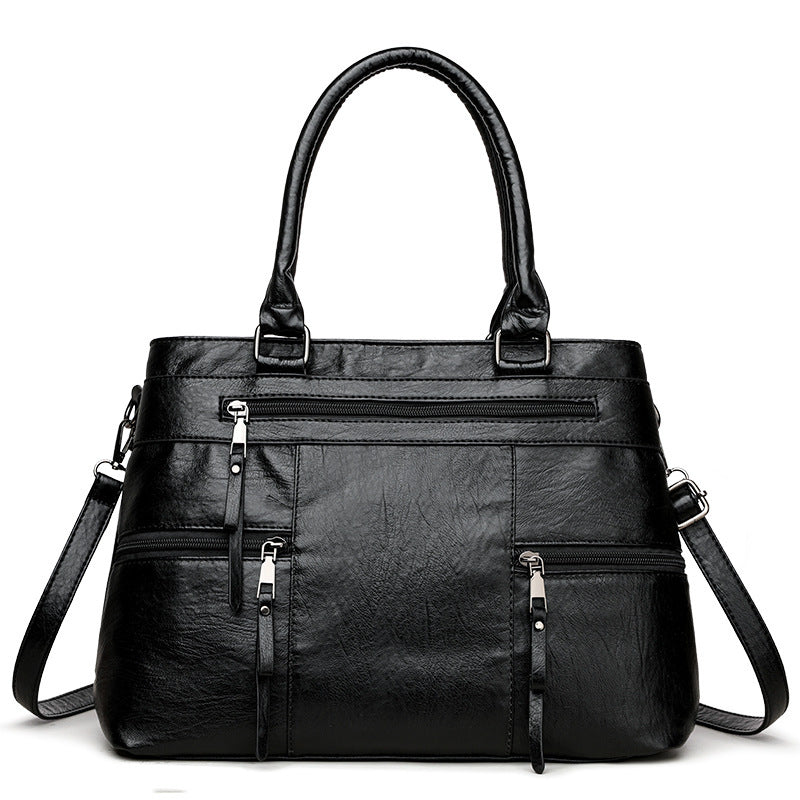 Soft Synthetic Leather Multi-Pocket Tote Bag