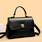 Stylish Black Vegan Leather Crossbody Handbag