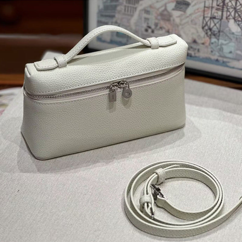 Lychee Grain Leather Top-Handle Crossbody Bag