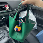 Women's Pebbled Leather Bucket Handbag