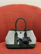 Mini Canvas Leather Garden Tote Handbag