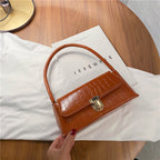 Lilac Croc Effect Shoulder Bag