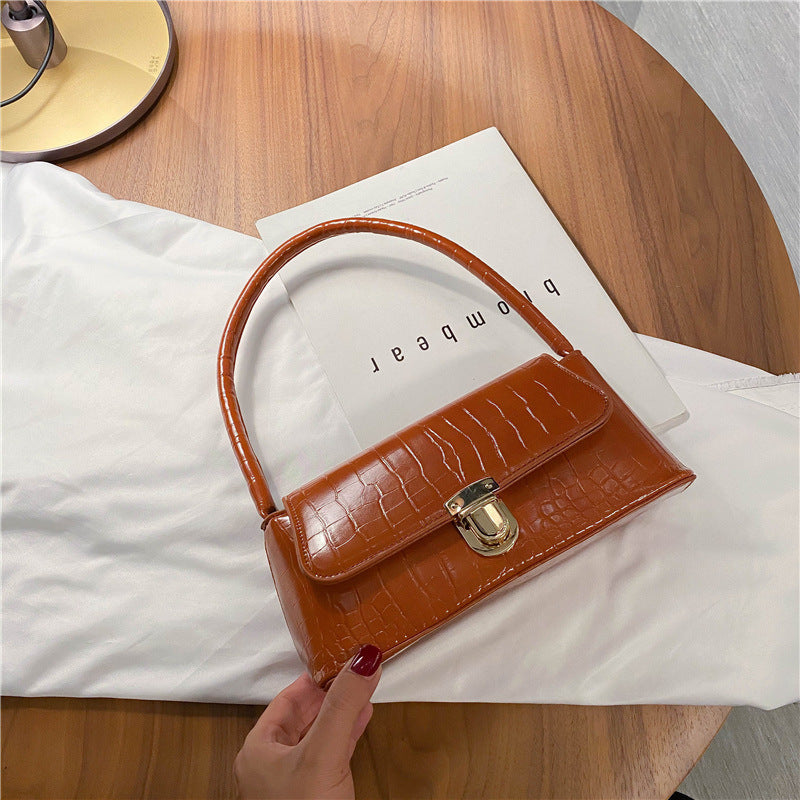 Lilac Croc Effect Shoulder Bag