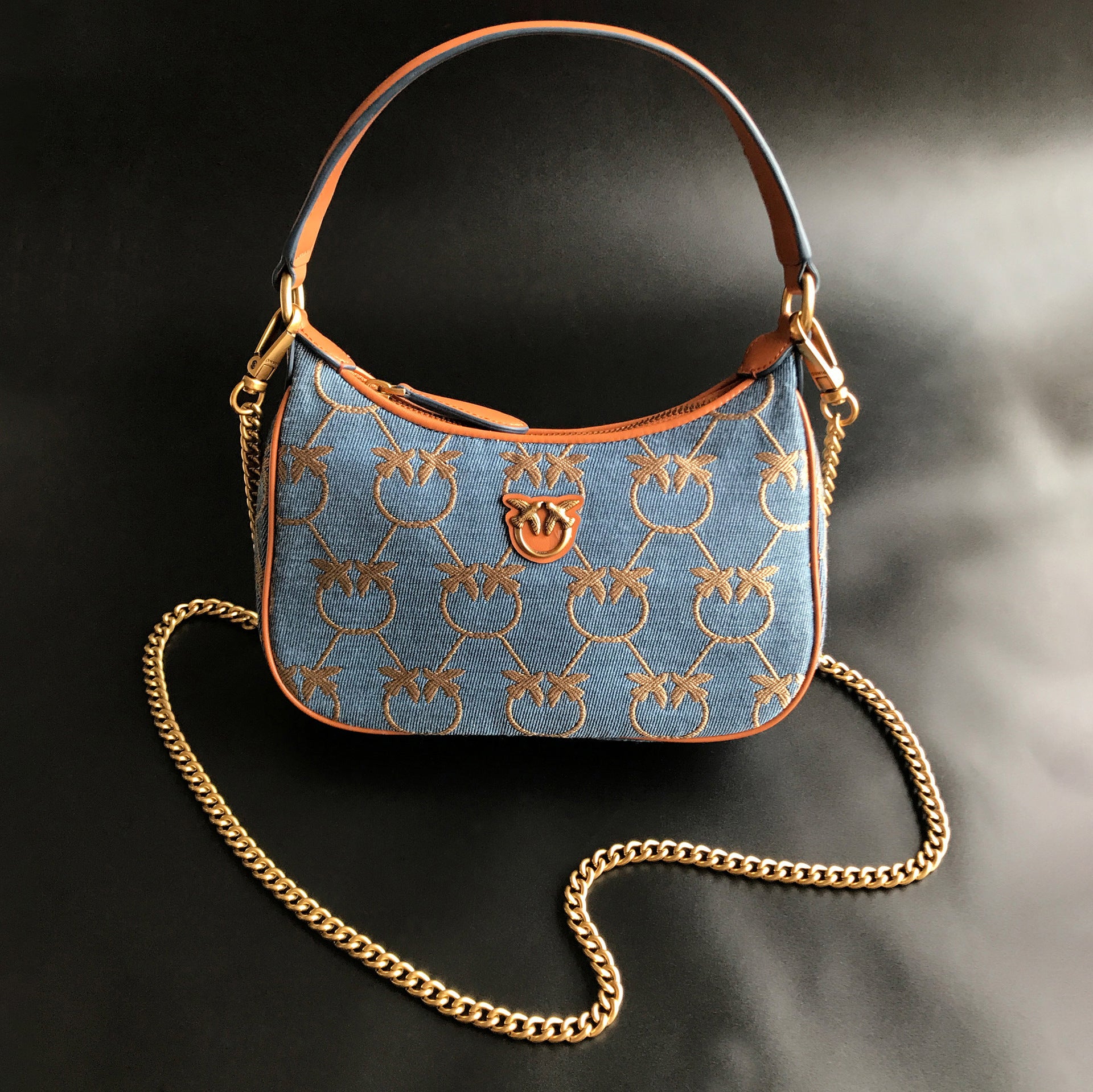Genuine Leather Quilted Love Birds Crossbody Bag