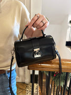 Elegant Leather Box Handbag Shoulder Crossbody Bag