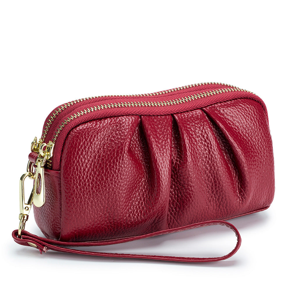 Genuine Leather Women's Wristlet Clutch Wallet