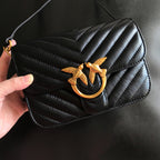 Genuine Leather Quilted Love Birds Crossbody Bag