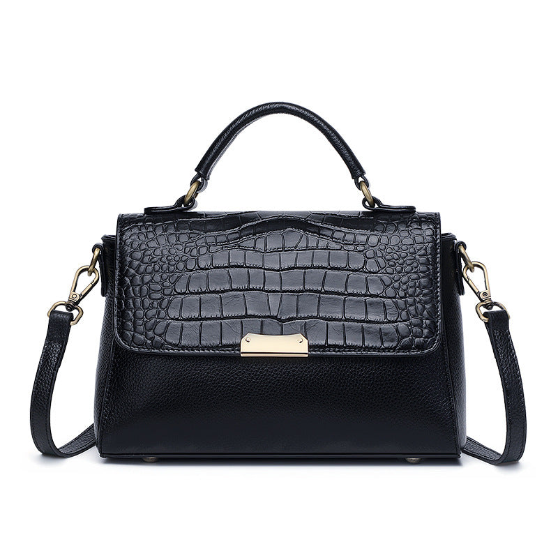 Genuine Leather Croc Embossed Handbag