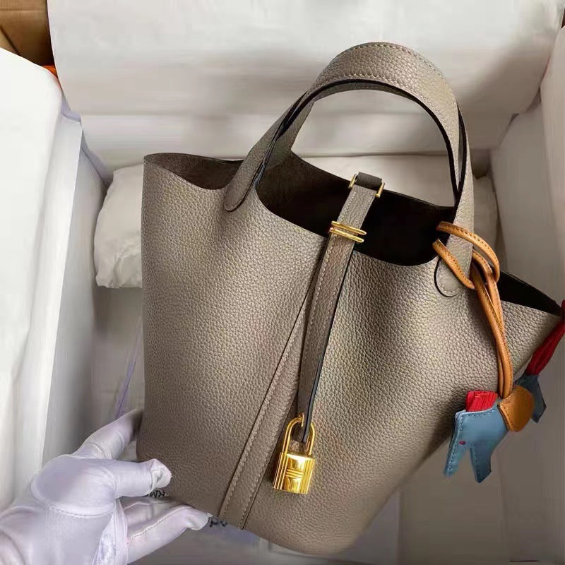 Premium Togo Leather Bucket Handbag