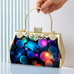 Elegant Floral Glitter Evening Clutch Handbag