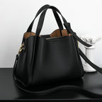 Elegant Soft Leatherette Bucket Crossbody Handbag