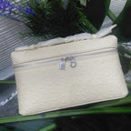 Genuine Leather Ostrich Pattern Box Handbag