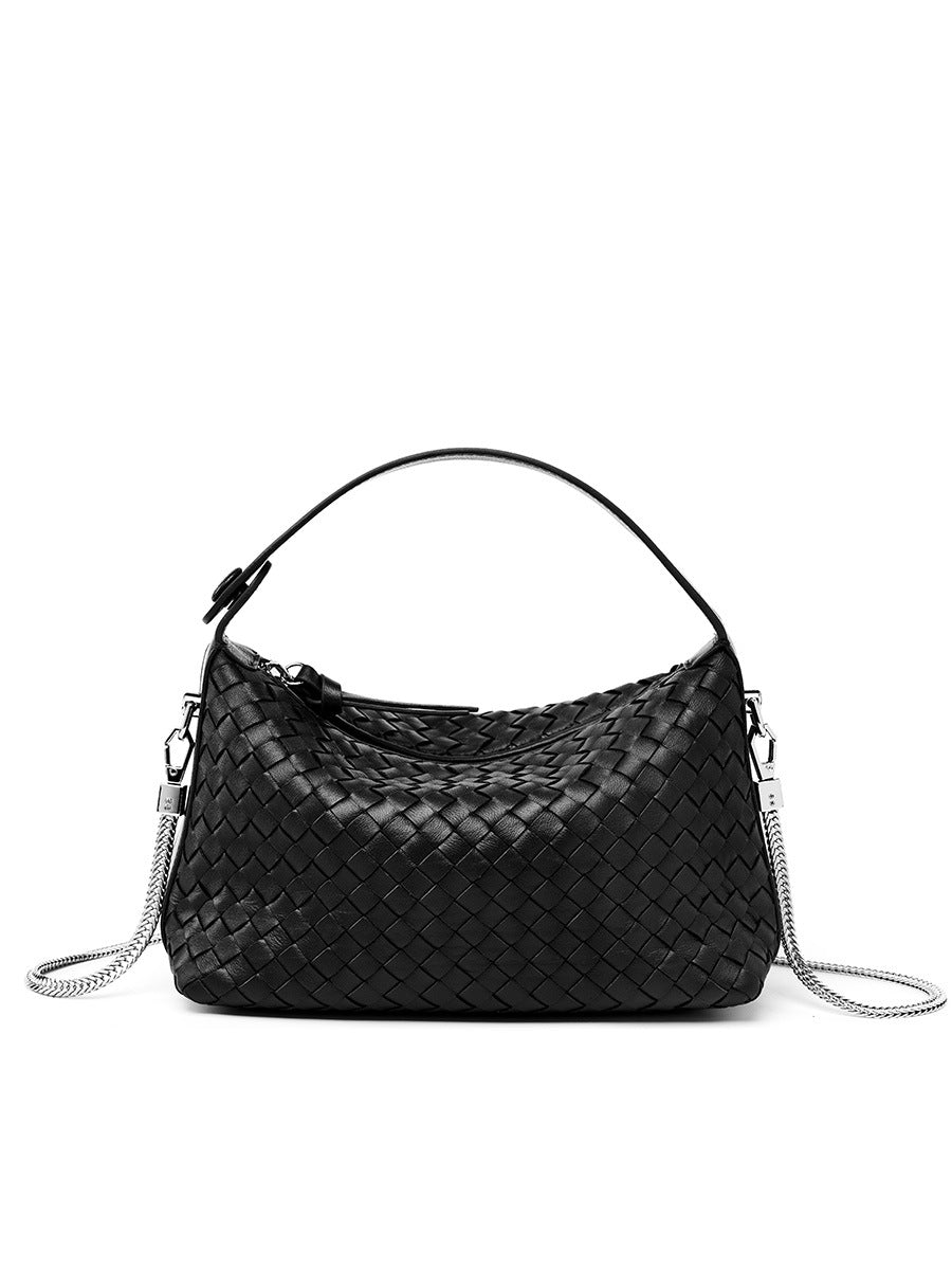 Lambskin Woven Hobo Shoulder Crossbody Bag