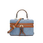 Canvas Leather Mini Box Crossbody Handbag