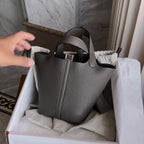 Women's Pebbled Leather Bucket Handbag