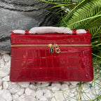 White Croc Embossed Leather Crossbody Bag