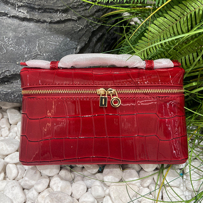 White Croc Embossed Leather Crossbody Bag
