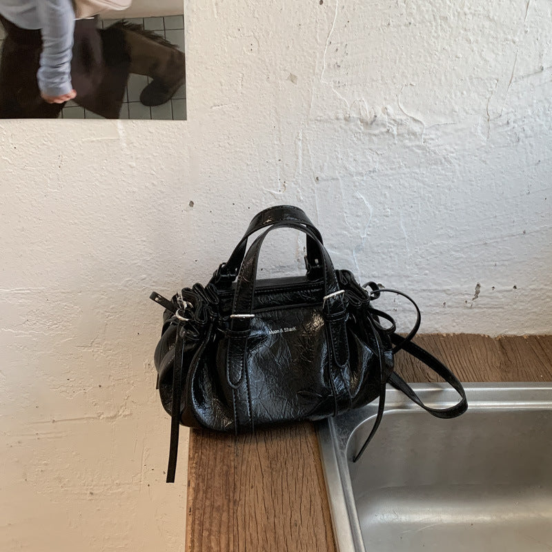 Soft Leather Pleated Handbag Shoulder Crossbody Bag