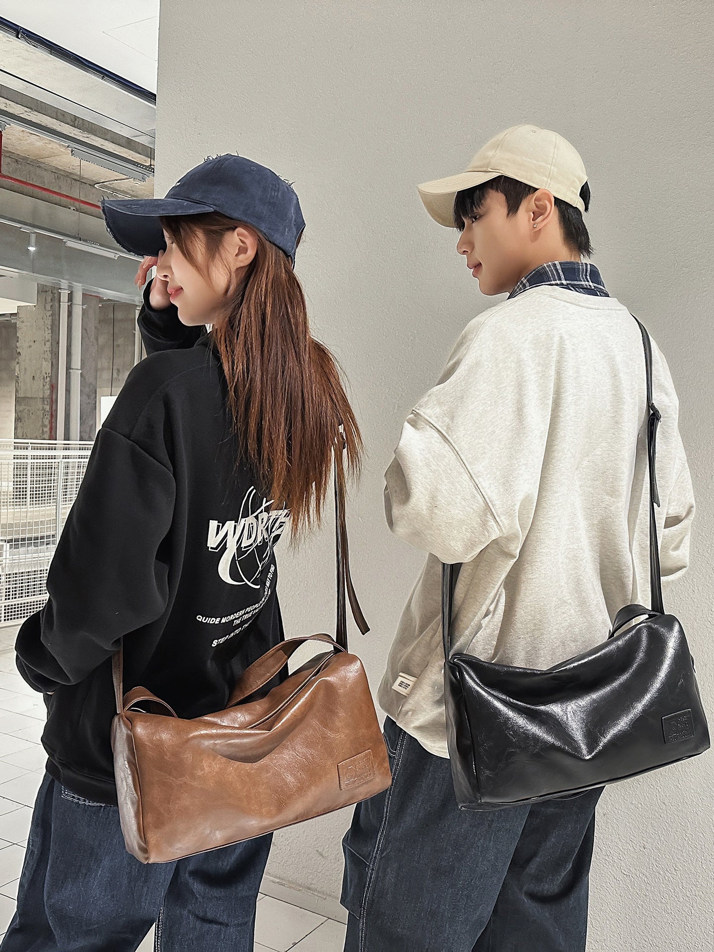 Unisex Vintage Faux Leather Shoulder Bag