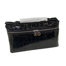 Genuine Leather Crocodile Embossed Cosmetic Handbag