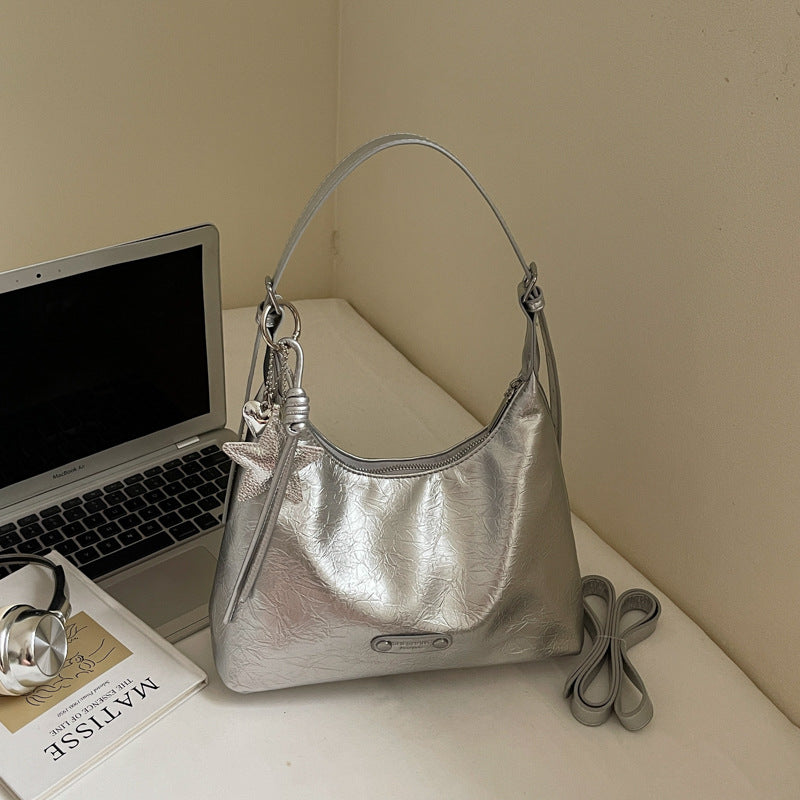 Metallic Soft Shoulder Tote Bag