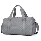 Quilted Leather Travel Duffel Bag Shoe Compartment