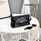 Floral Embossed Soft Leather Shoulder Bag