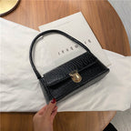 Lilac Croc Effect Shoulder Bag
