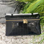 White Croc Embossed Leather Crossbody Bag