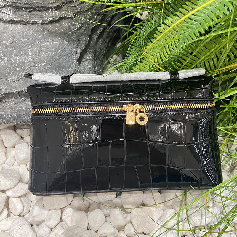 White Croc Embossed Leather Crossbody Bag