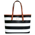 Nautical Striped Faux Leather Tote Bag
