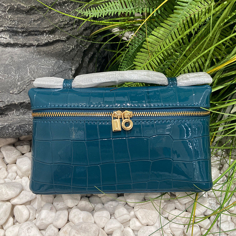 White Croc Embossed Leather Crossbody Bag