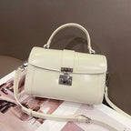 Elegant Leather Box Handbag Shoulder Crossbody Bag